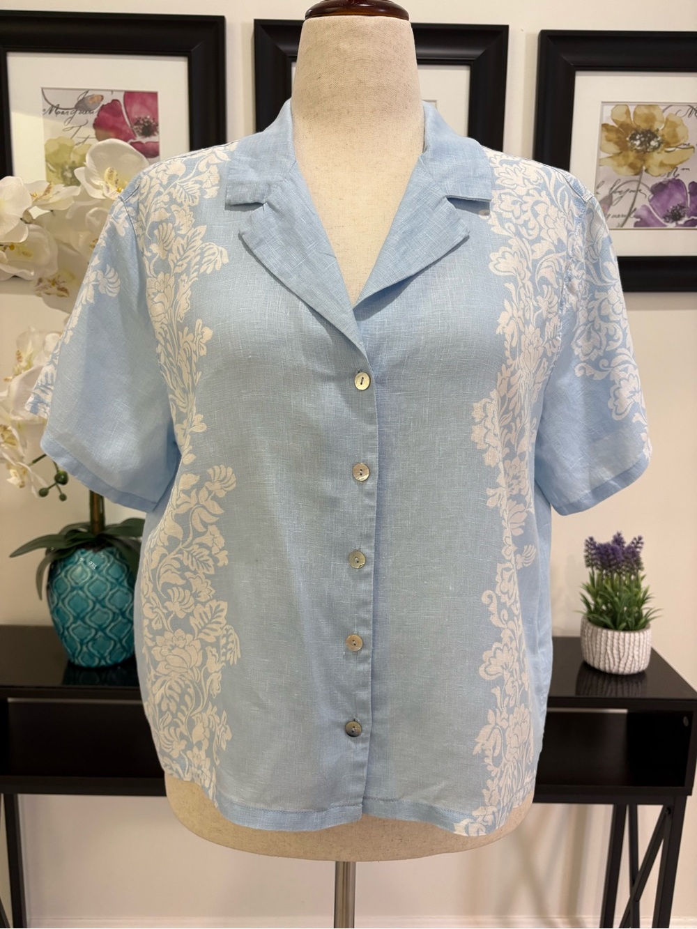 Joie Light Blue Floral Button-Front Camp Shirt